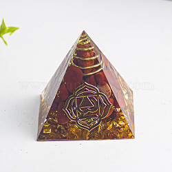 Generatori di energia in resina piramidale orgonite a tema chakra, Chips di diaspro rosso naturale reiki all'interno per la decorazione della scrivania dell'home office, 30mm