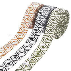 Wadorn 15 Yards 3 Farben Baumwollband im Ethno-Stil, Flaches Jacquardband mit Rautenmuster, Mischfarbe, 39x2 mm, 5 Meter / Farbe