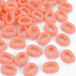 Opake Acryl Verknüpfung Ringe, Quick-Link-Anschlüsse, zur Herstellung von Schmuckketten, Oval, Tomate, 10x7.5x2.5 mm, Bohrung: 3x5.5 mm