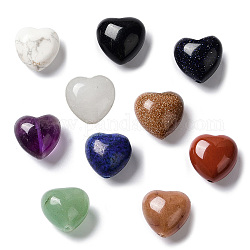 Cuentas de piedras preciosas naturales y sintéticas mezcladas, corazón, mezclado teñido y sin teñir, 14.5~15x14.5~15x8.5~9mm, agujero: 1 mm