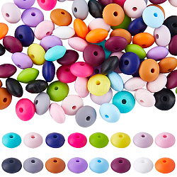 Sunnyclue 160 pz 16 stili perline di abaco in silicone ecologico per uso alimentare, masticare perline per i denti, fare collane fai-da-te fai-da-te, colore misto, 12x6~7mm, Foro: 2 mm, 10pcs / style