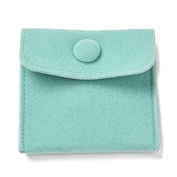 Velvet Jewelry Storage Pouches, Square Jewelry Bags with Snap Fastener, for Earrings, Rings Storage, Turquoise, 69~70x70.5~71x9mm
