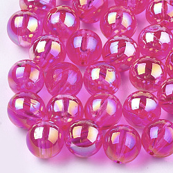 Прозрачные пластиковые бусины, с покрытием AB цвета, круглые, красно-фиолетовые, 8 мм, отверстия : 1.8 mm , 2000 шт / 500 г