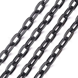 Cadenas de cable de aluminio, sin soldar, oval, negro, aproximamente 9x15x1.8 mm