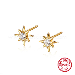 Серьги-гвоздики из стерлингового серебра для женщин, звезда, золотые, 7.2 мм
