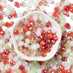 Glass Beads, Faceted, Rondelle, Red, 8x6mm, Hole: 1mm, about 145pcs/60g