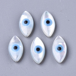Perlas de concha de nácar de concha blanca natural, con turquesa sintética, caballo mal de ojo con mal de ojo, cielo azul profundo, 12x6x3mm, agujero: 0.7 mm