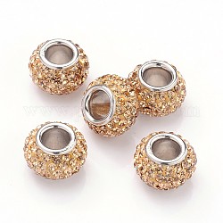 Perles européennes en cristal autrichien, Perles avec un grand trou   , simple 925 noyau en argent sterling, rondelle, 246 _lt.col.top, environ 11 mm de diamètre, épaisseur de 7.5mm, Trou: 4.5mm