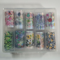 Adesivi per trasferimento nail art, decalcomanie per unghie, decorazione delle punte delle unghie fai da te per le donne, modello di fiore, 100x4cm, 10sheets / scatola