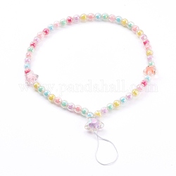 Sangles mobiles perlées acryliques transparentes, Perle en bourrelet, avec du fil de nylon, Étoile et ronde, colorées, 25.7 cm