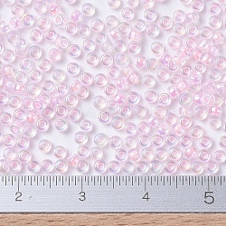 MIYUKI Round Rocailles Beads, Japanese Seed Beads, (RR272) Pink Lined Crystal AB, 11/0, 2x1.3mm, Hole: 0.8mm, about 5500pcs/50g