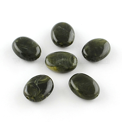 Perles acryliques ovales d'imitation pierre précieuse, vert olive foncé, 19x15x7mm, Trou: 2mm, environ 330 pcs/500 g