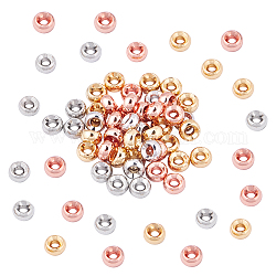 NBEADS 60 Pcs Brass Beads, 3 Colors 2mm Hole Rondelle Spacer Brass Beads Metal Big Hole Beads for DIY Jewelry Making