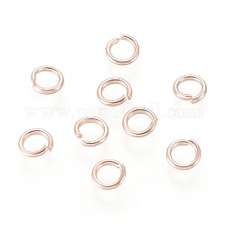304 in acciaio inox anelli di salto aperto, oro roso, 21 gauge, 4x0.7mm, diametro interno: 3mm