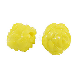 Perles acryliques opaques, fleur, jaune, longueur d'environ 24 mm ,  largeur de 24 mm, épaisseur de 20mm, Trou: 2mm