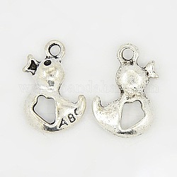 Alloy Finding Charms, Lead Free and Cadmium Free, Duck, Antique Silver, 18x12x3.5mm, Hole: 3mm