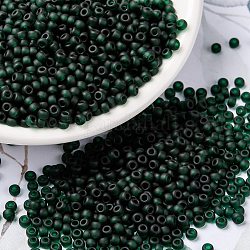 Miyuki runde Rocailles Perlen, japanische Saatperlen, 8/0, (rr156f) matt transparenter dunkler Smaragd, 8/0, 3 mm, Bohrung: 1 mm, ca. 422~455 Stk. / 10 g
