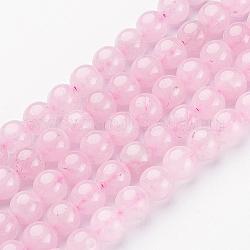 Granos naturales de abalorios de cuarzo rosa, redondo, 8mm, agujero: 1 mm, aproximamente 46 pcs / cadena