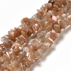Natürliche sunstone Chip-Perlen Stränge, 7~12x5.5~7 mm, Bohrung: 0.7 mm, 31.10 Zoll (79 cm)