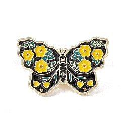 Schmetterlings-Emaille-Pin, Abzeichen aus vergoldeter Legierung für Rucksackkleidung, Gelb, 19x31x1.5 mm