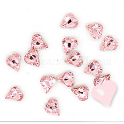Cabochon in vetro strass, nail art accessori decorativi, cuore, roso, 9x8x4mm