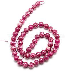Round Natural Regalite Beads, Dyed, Medium Violet Red, 6mm, Hole: 1mm, about 67pcs/strand, 15.7inch