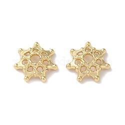Brass Bead Caps, Long-Lasting Plated, Lead Free & Cadmium Free, Flower, Real 18K Gold Plated, 9x9x3mm, Hole: 1.8mm
