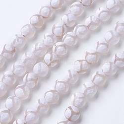 Natürliche Qualität ein Achat Perlenstränge, gefärbt und erhitzt, Runde, facettiert, weiß, 6 mm, Bohrung: 1 mm, ca. 62 Stk. / Strang, 14.9 Zoll (38 cm)