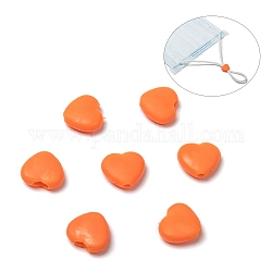Сердце ПВХ пластиковый шнур замок для крышки рта, противоскользящие пряжки, регулятор веревки, темно-оранжевый, 9.5x10x3.5 мм, отверстие : 2x4 мм