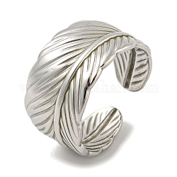 304 anello a polsino aperto in acciaio inossidabile, pelle, colore acciaio inossidabile, diametro interno: 17.8mm