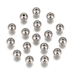 Perles en acier inoxydable, rond solide, couleur inoxydable, 6mm, Trou: 1.5mm
