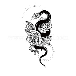 Pegatinas de papel de tatuajes temporales removibles de halloween, negro, serpiente, 21x11.4 cm