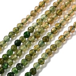 Fili di perline di tormalina verde naturale, colore sfumato, sfaccettato, tondo, 2mm, Foro: 0.5 mm, circa 170pcs/filo, 15.35 pollici (39 cm)