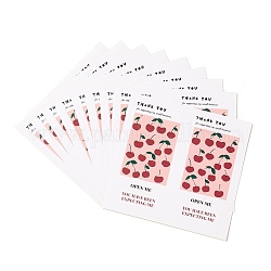 Rectangle Gift Stickers, Adhesive Label Stickers, Thank You Theme, Cherry Pattern, 10.5x10.6x0.01cm, 50pcs/bag