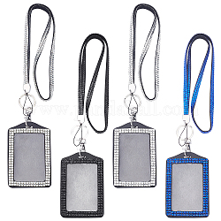 NBEADS 4 Sets Rhinestone Lanyard Bling Id Card Holder, Sparkly Lanyard With ID Holder Crystal Neck Lanyard Card Holder with Metal Clasp and Key Ring for Badge Business ID Card