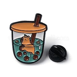 Bubble Tea Brosche aus Zinklegierung, Tiergetränk-Emaille-Pins, Wasserschweine, 29x22x1.5 mm