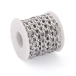 Оксидированные алюминиевые бордюрные цепи, несварные, с катушкой, овальные, серебряные, 13.5x8x2 мм, около 16.40 фута (5 м) / рулон
