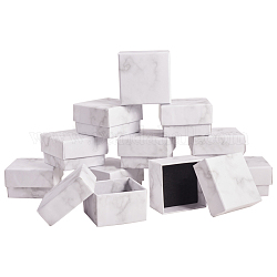 Бумажные картонные коробки для ювелирных украшений, квадратный, белые, 5.2x5.2x3.3 см