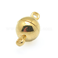 Messing-Magnetverschlüsse mit Schlaufen, Runde, golden, 14x8 mm, Bohrung: 1.5 mm