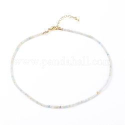Colliers de perles de morganite naturelle rondelle, avec fermoirs mousquetons en laiton  , or, 16.14 pouce (41 cm), 3mm
