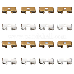 CHGCRAFT 32Pcs 2 Styles Bolo Tie Slides Clasp Accessories, Blank Bolo Tie Slides Low Profile, Rectangle, Antique Bronze & Platinum, 18~19x7x5mm, Hole: 3x3mm, 16pcs/style