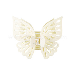 Pasador de pelo de mariposa esmerilado grande, Pinza de pelo de cola de caballo de mariposa hueca de plástico para mujer, crema, 120x130mm