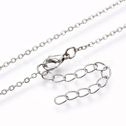 Eisenkabelkette Halskette für Männer Frauen, Platin Farbe, 19.69 Zoll (50 cm)