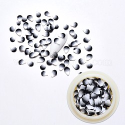 Handmade Polymer Clay Nail Art Decoration Accessories, Petal, Black, 5~7.5x4~6x0.3~1mm, 1color, 3g/color, 3g
