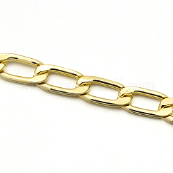 Aluminium Oval Curb Chains, Unwelded, Light Gold Color, 14x6.5x1.5mm