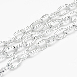Chaînes de câbles en aluminium, texturé, non soudée, Ovale Plat, gainsboro, 17x10.2x3.5x2mm