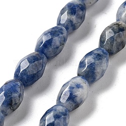 Fili di perle di diaspro macchia blu naturale, riso sfaccettato, 12.5x8mm, Foro: 1.2 mm, circa 16pcs/filo, 7.68'' (19.5 cm)