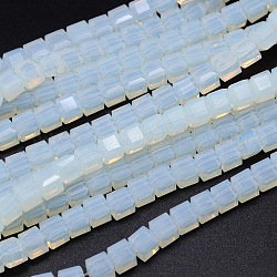 Facettiert Würfel Opalite Perlen Stränge, azurblau, 5.5x5.5x5.5 mm, Bohrung: 1 mm, ca. 94 Stk. / Strang, 20.4 Zoll