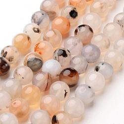 Chapelets de perles d'agate naturelle, ronde, teints et chauffée, 10mm, Trou: 1mm, Environ 38 pcs/chapelet, 15 pouce