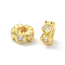 Abalorios de Diamante de imitación de latón, corazón, real 18k chapado en oro, 8x4mm, agujero: 3.5 mm